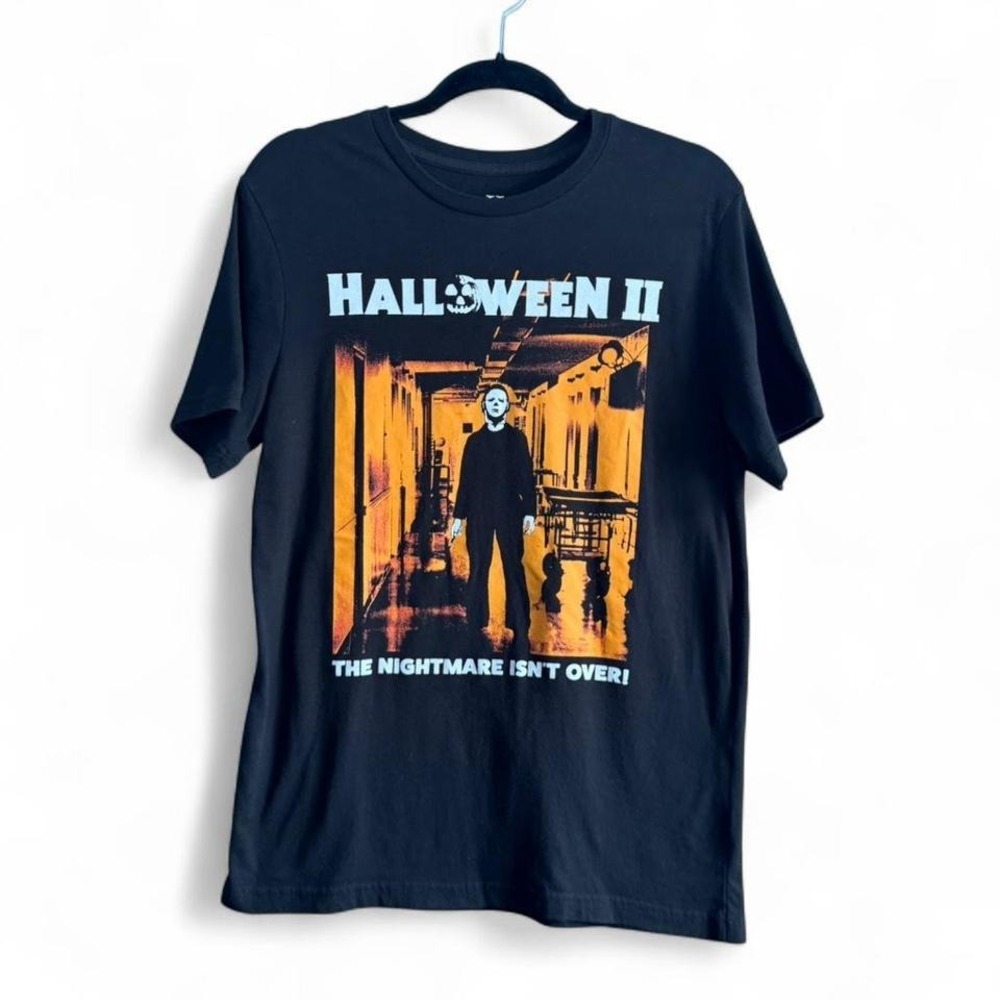 Halloween II Graphic T Shirt Men's Size Medium‎ Black Orange Michael Myers Tee